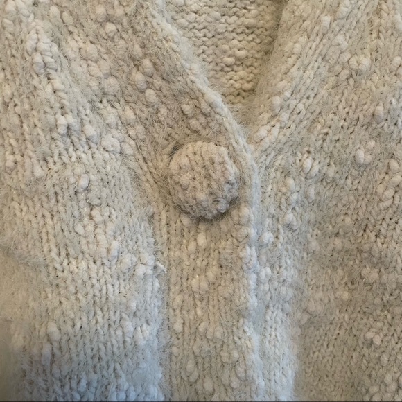 Fuzzy knit cardigan, Small, white/cream - Picture 5 of 6